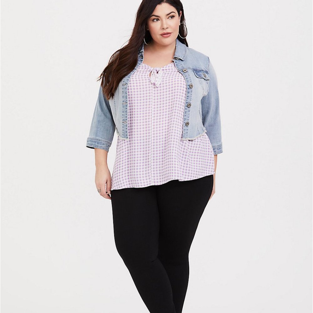 Torrid  Sophie Purple Gingham Tie Tank Top Cami